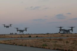 U.S. Marine Corps MV-22B Osprey tiltrotor aircraft with Marine Medium Tiltrotor Squadron 365 (Reinforced), 24th Marine Expeditionary Unit (MEU) Special Operations Capable (SOC) arrive in Paphos, Cyprus ahead of scheduled bilateral training with the Republic of Cyprus National Guard, September 9, 2024. The training, set to take place from September to early November, was coordinated with the Government of the Republic of Cyprus and the U.S. Embassy in Nicosia. The 24th MEU (SOC) and Wasp Amphibious Ready Group are on a scheduled deployment to U.S. Naval Forces Europe and Africa area of operations to support U.S., Allied, and partner interests in the region, including in the Eastern Mediterranean Sea. Routine training exercises ensure that we, alongside our Allies and partners, are always prepared to respond rapidly and effectively to any mission. (U.S. Marine Corps photos by Staff Sgt. Ryan Sammet)