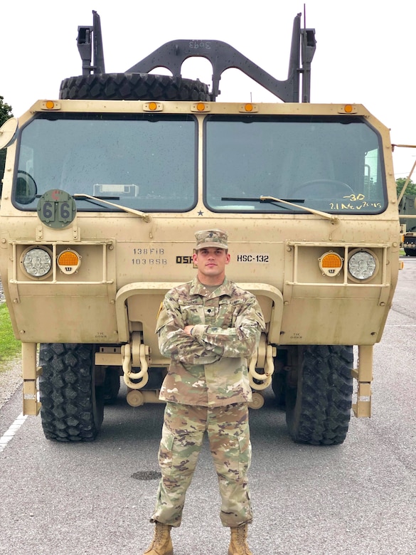 Spc. Ryan Sowder is an 88M truck driver for the 2112th Transportation Company based in Burlington, Ky. Sowder recently scored a 597 out of 600 points on the new Army Combat Fitness Test, which is the highest score to date across the force. (photo submitted)