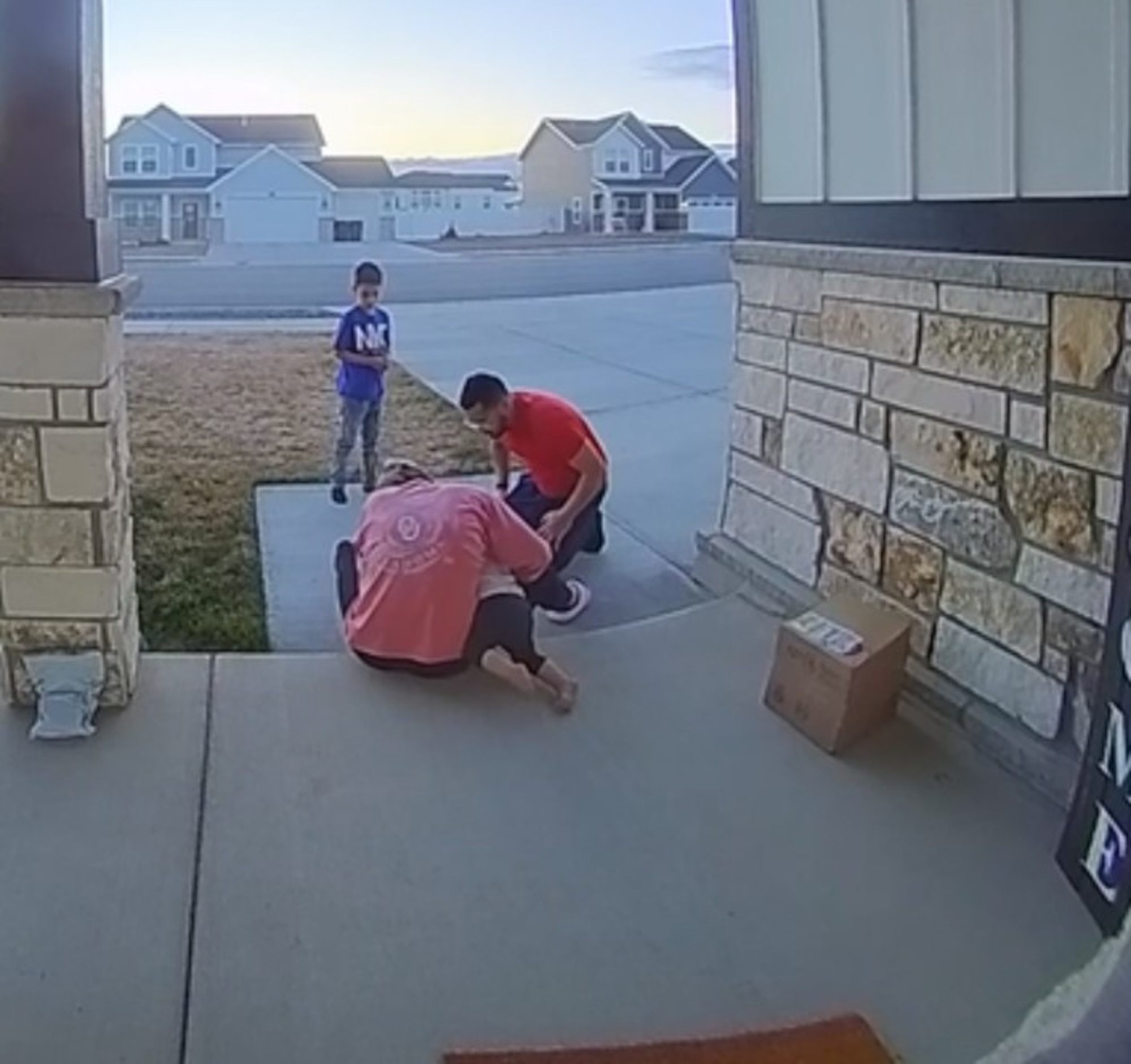 Hannah Hadley adapts to a sitting position to perform life-saving measures on a choking child.