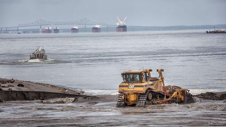 Port of Portland's pipeline Dredge Oregon works the Mouth of the Columbia River near Astoria, Oregon, August 9, 2017.