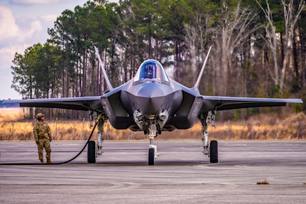 An F-35 Lightning II assigned to the 158th Fighter Wing