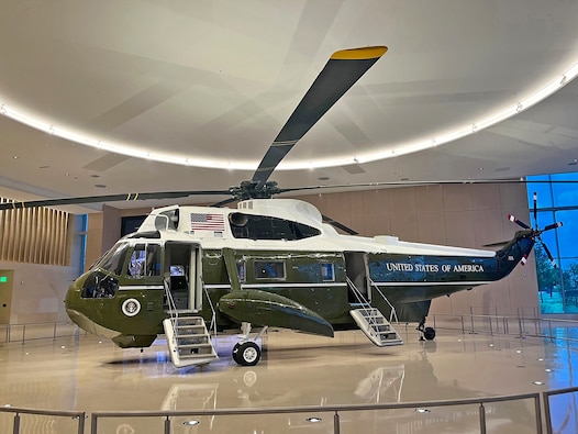 A retired, de-militarized and restored VH-3D Marine One was inducted into the George H. W. Bush Presidential Library and Museum, College Station, Texas in June. The library and museum, located within the Texas A&M University campus, welcomed Presidential Helicopters Program Office members, Bush family members, donors and supporters to the grand opening of a new pavilion that now houses the retired Marine One.