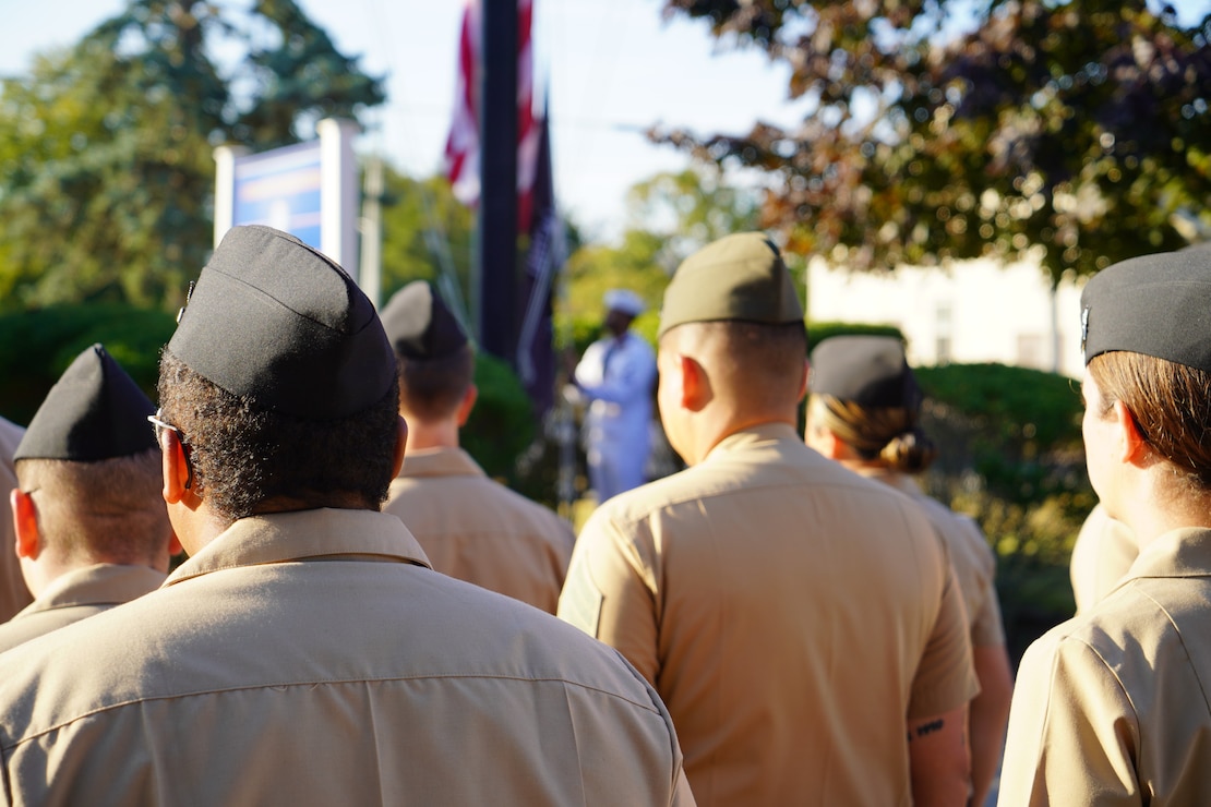 Naval Station Newport held a 9/11 remembrance ceremony as part of morning colors this morning. The installation chief selectees coordinated the event which took place at the NAVSTA Newport command headquarters.