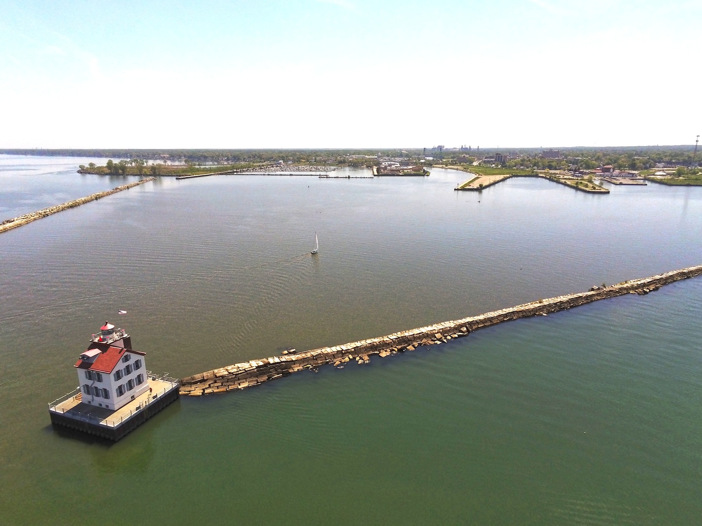 Overhead view of Lorain Harbor in Ohio.