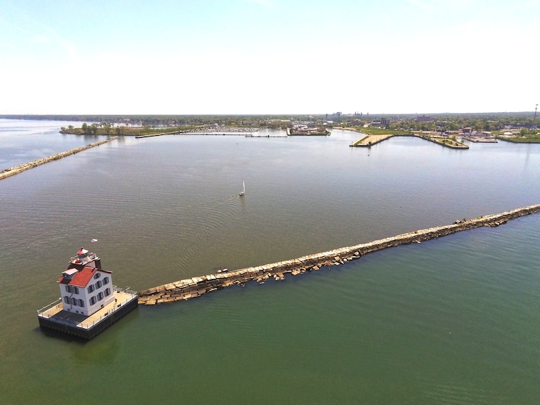 Overhead view of Lorain Harbor in Ohio.