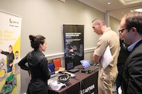 Naval Surface Warfare Center, Carderock Division’s Commanding Officer Capt. Christopher K. Matassa talked with different 3D scanning companies at the 3D Scanning Industry Day Event on Aug. 22, 2024, at Bethesda North Marriott Conference Center in Rockville, Md to learn more about the industry and how it benefits the Navy. Capt. Matassa was also able to see up close how the process worked and get a hands on experience to the objects made by the 3D scanner.