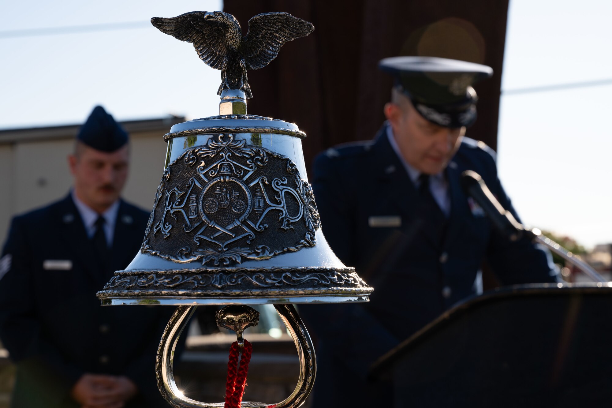 U.S. Air Force Col. Jonathan Hurt, 87th Air Base Wing senior chaplain, provides remarks during a 9/11 remembrance ceremony at Joint Base McGuire-Dix-Lakehurst, N.J., Sept. 11, 2024. The annual ceremony honors the nearly three thousand lives lost to the terrorist attacks that took place on September 11, 2001. (U.S. Air Force photo by Aidan Thompson)