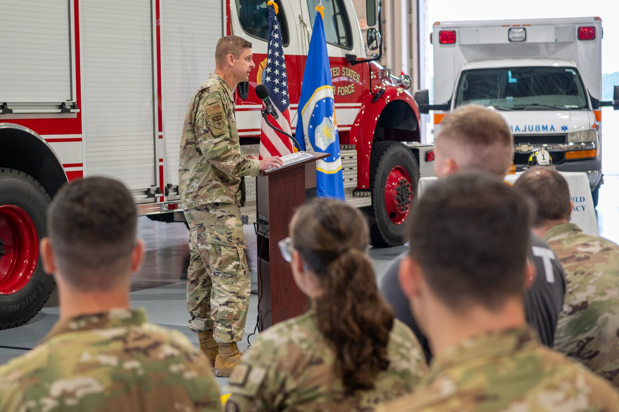 U.S. Air Force Col. Patrick Dierig, 1st Special Operations Wing commander, speaks during a 9/11 remembrance ceremony at Hurlburt Field, Florida, Sept. 11, 2024.