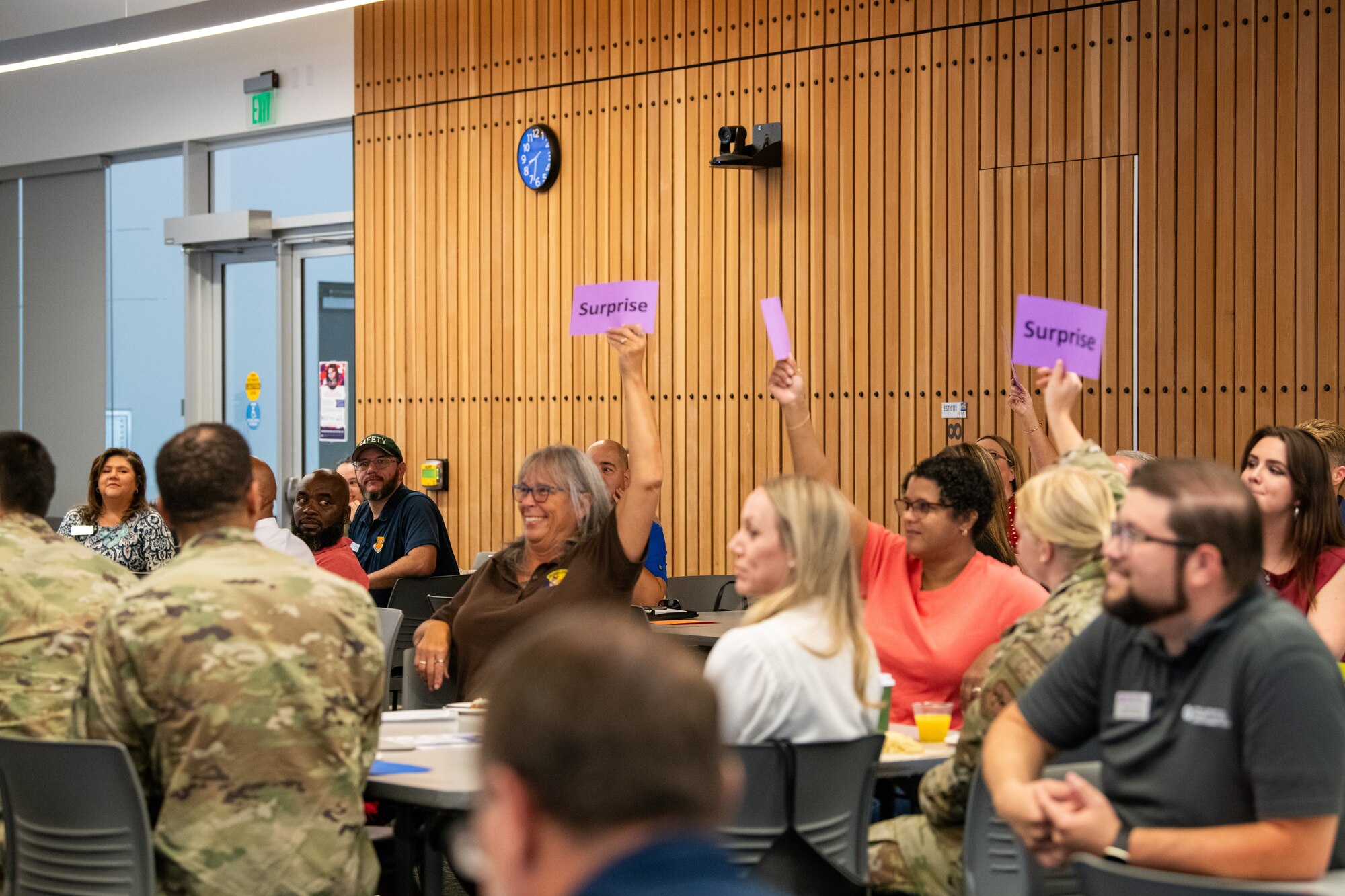 U.S. Air Force Airmen and leadership assigned to Luke Air Force Base engage with community leaders and members during a meeting for the Air Force Community Partnership Program at Estrella Mountain Community College, Avondale, Arizona, Sept. 10, 2024.