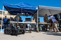 The 35th Civil Engineering Squadron Explosive Ordnance Disposal Flight displays the capability of their unmanned drone during Air Fest 2024 at Misawa Air Base, Japan Sept. 8, 2024.