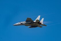 An F-18 Hornet flies performs an aerial display during Air Fest 2024.