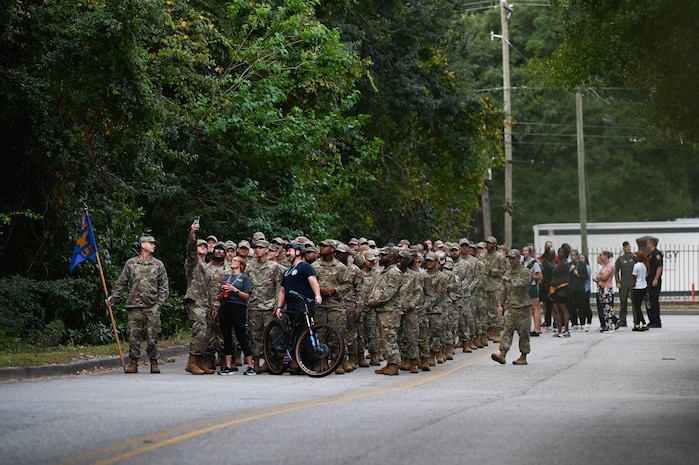 Airmen stand in formation