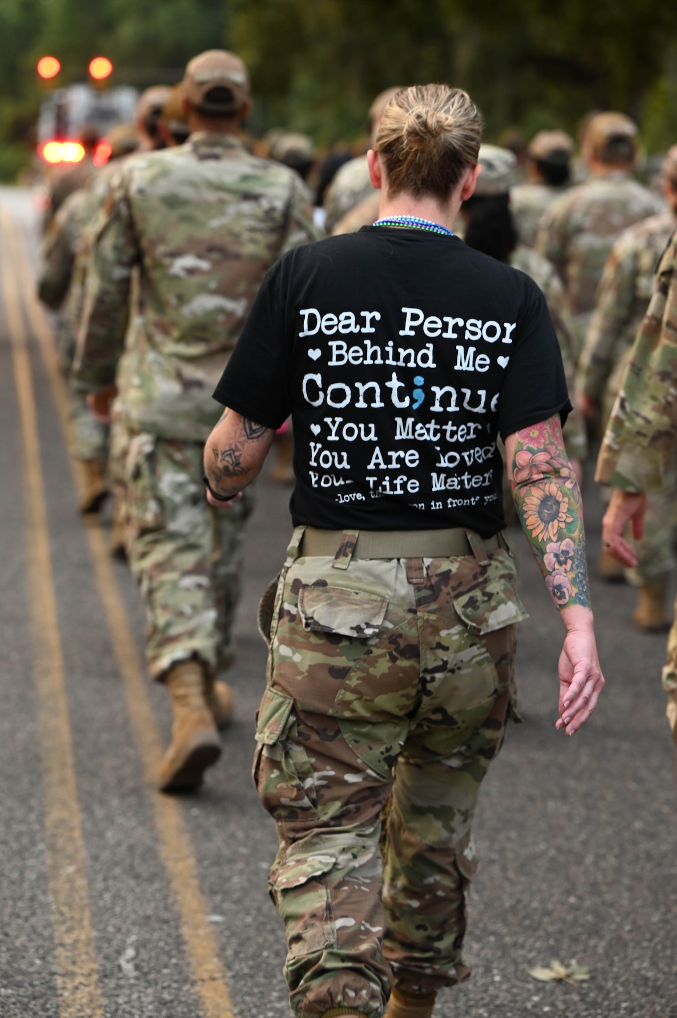 Airmen march in formation