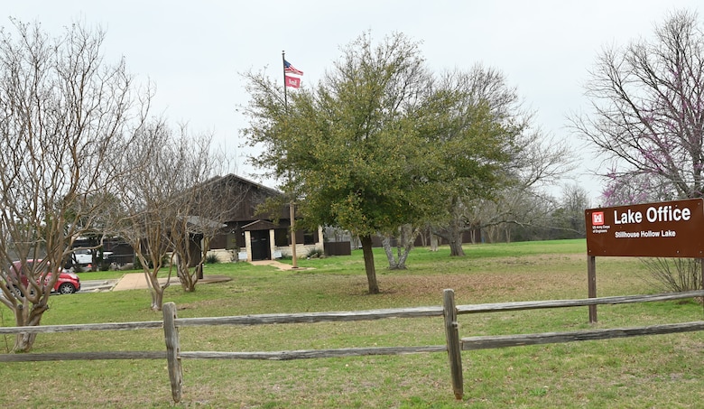 Stillhouse Hollow Lake Office with sign