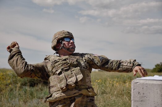  Soldiers with the 1st Space Brigade host guardians with Space Delta 9, Delta 6 and Delta 7, United States Space Force, for M67 grenade qualification at Fort Carson, Colorado, on Aug. 28, allowing the guardians a rare shot at close combat tactics. (U.S. Army photo by Brooke Nevins)