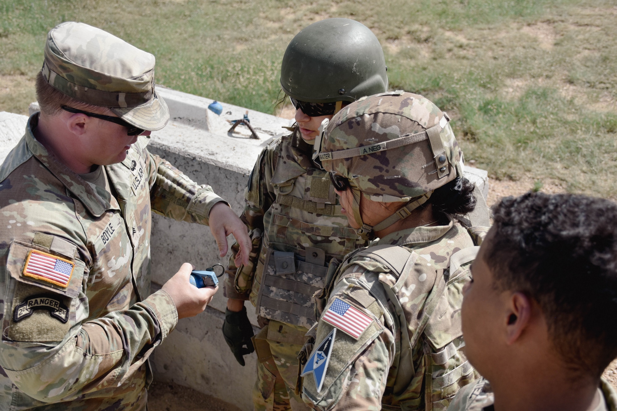 Soldiers with the 1st Space Brigade host guardians with Space Delta 9, Delta 6 and Delta 7, United States Space Force, for M67 grenade qualification at Fort Carson, Colorado, on Aug. 28, allowing the guardians a rare shot at close combat tactics. (U.S. Army photo by Brooke Nevins)