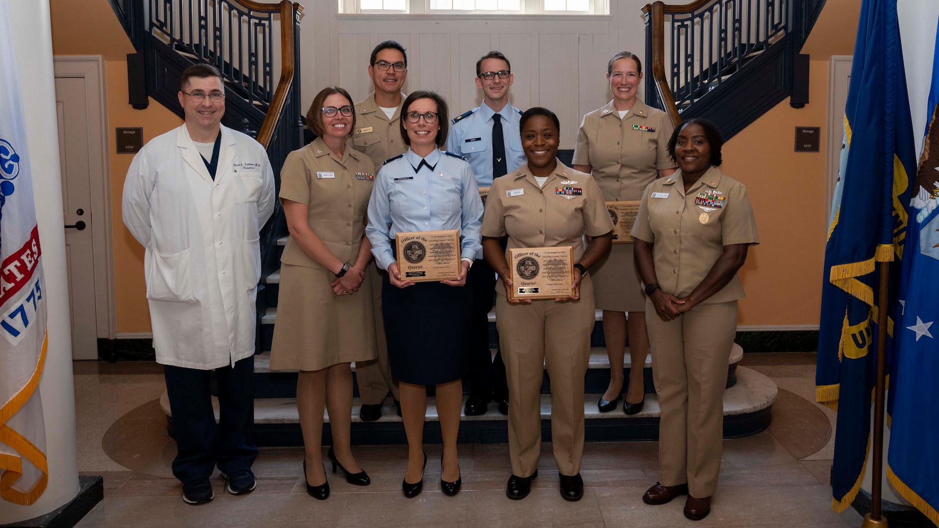 Officers of the Quarter ceremony in the foyer of historic Bldg. 1, Sept. 11.