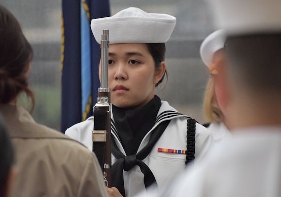 Parading a Tradition…There has been a color guard legacy from Sailors – such as Hospital Corpsman 3rd Class Ly Tran, of NHB’s Orthopedic Clinic - assigned to Naval Hospital Bremerton over the years, rendering support for a wide range of official observances, both on and off Navy installations. From Washington State Special Olympic events to Memorial Day remembrances to even unique iconic requests to conduct symbolic and solemn flag presentation and folding for two steel I-beams from the World Trade Center attack on Sept. 11, 2001, which were transported to Kitsap County in 2010 to become the focal point of a 9/11 memorial (Official Navy photo by Douglas H Stutz, NHB/NMRTC Bremerton public affairs officer).