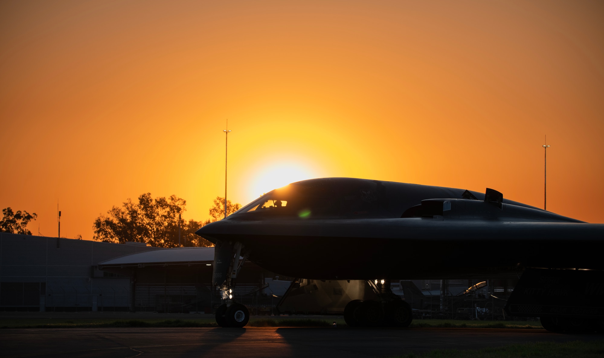 A U.S. Air Force B-2 Spirit stealth bomber taxis before taking off for a Bomber Task Force mission at Royal Australian Air Force Base Amberley, Australia, Sept. 3, 2024. BTF missions help to ensure a free and open Indo-Pacific region while providing prosperity and security for all. (U.S. Air Force photo by Master Sgt. Kenneth W. Norman)