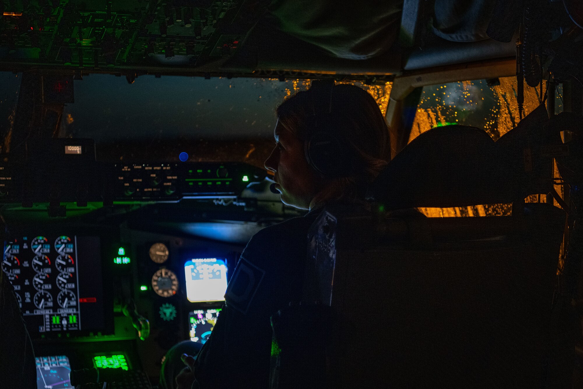 U.S. Air Force Capt. Katie Gibson, 351st Air Refueling Squadron pilot, taxis a KC-135 Stratotanker before flight at Royal Air Force Mildenhall, England, Sept. 11, 2024.