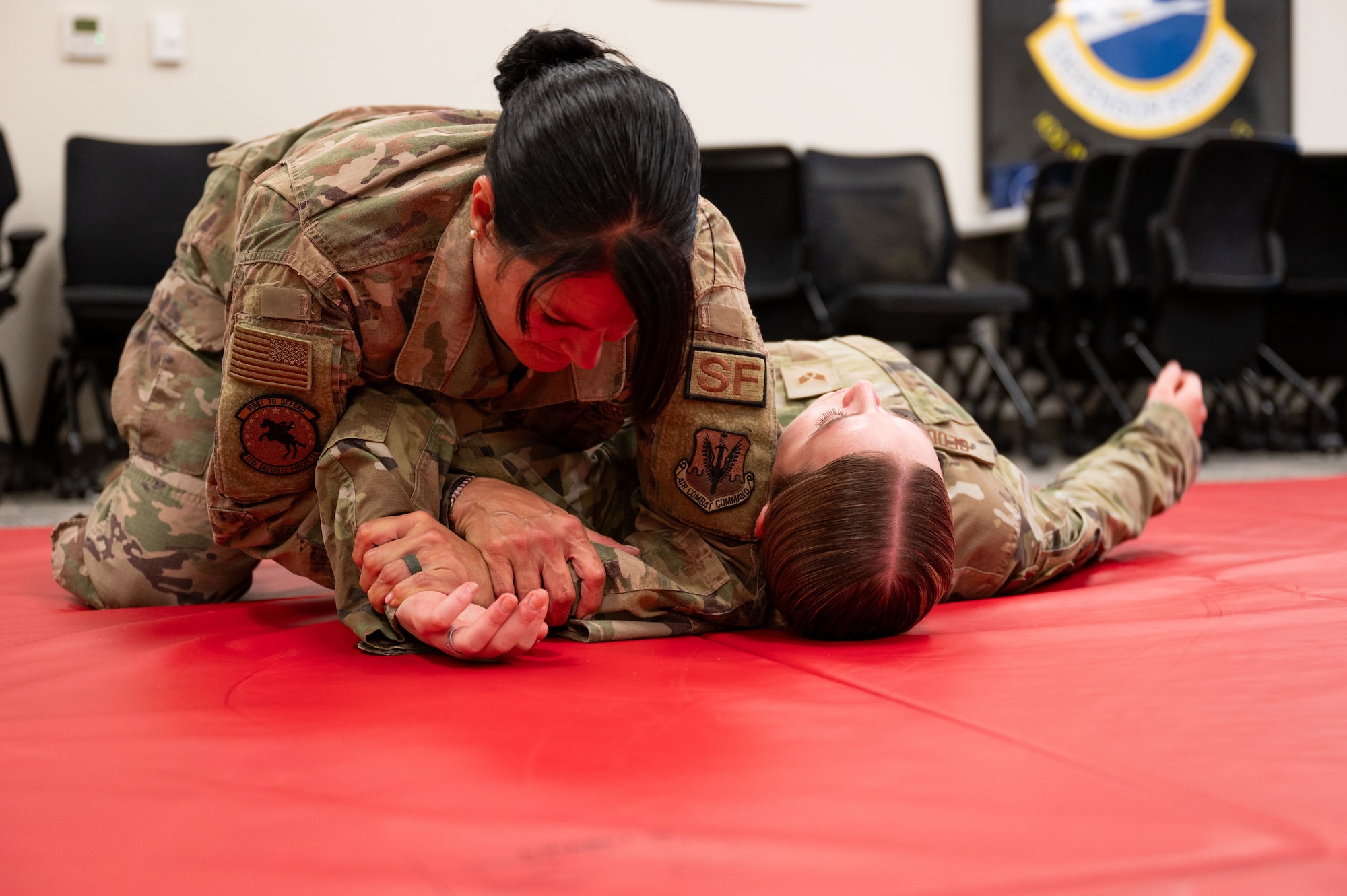 Airmen practice combat skills.