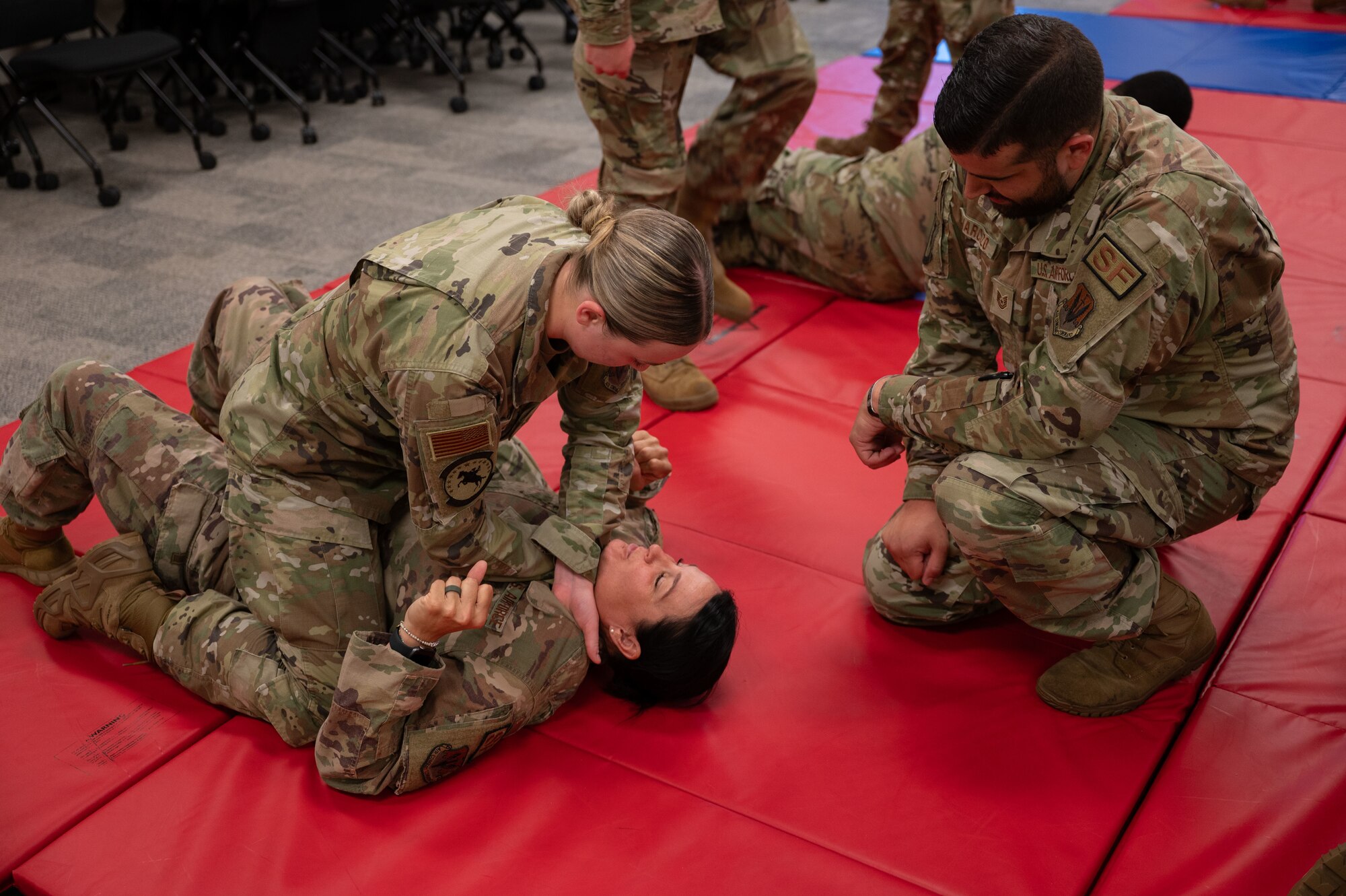 Airmen practice combat skills.