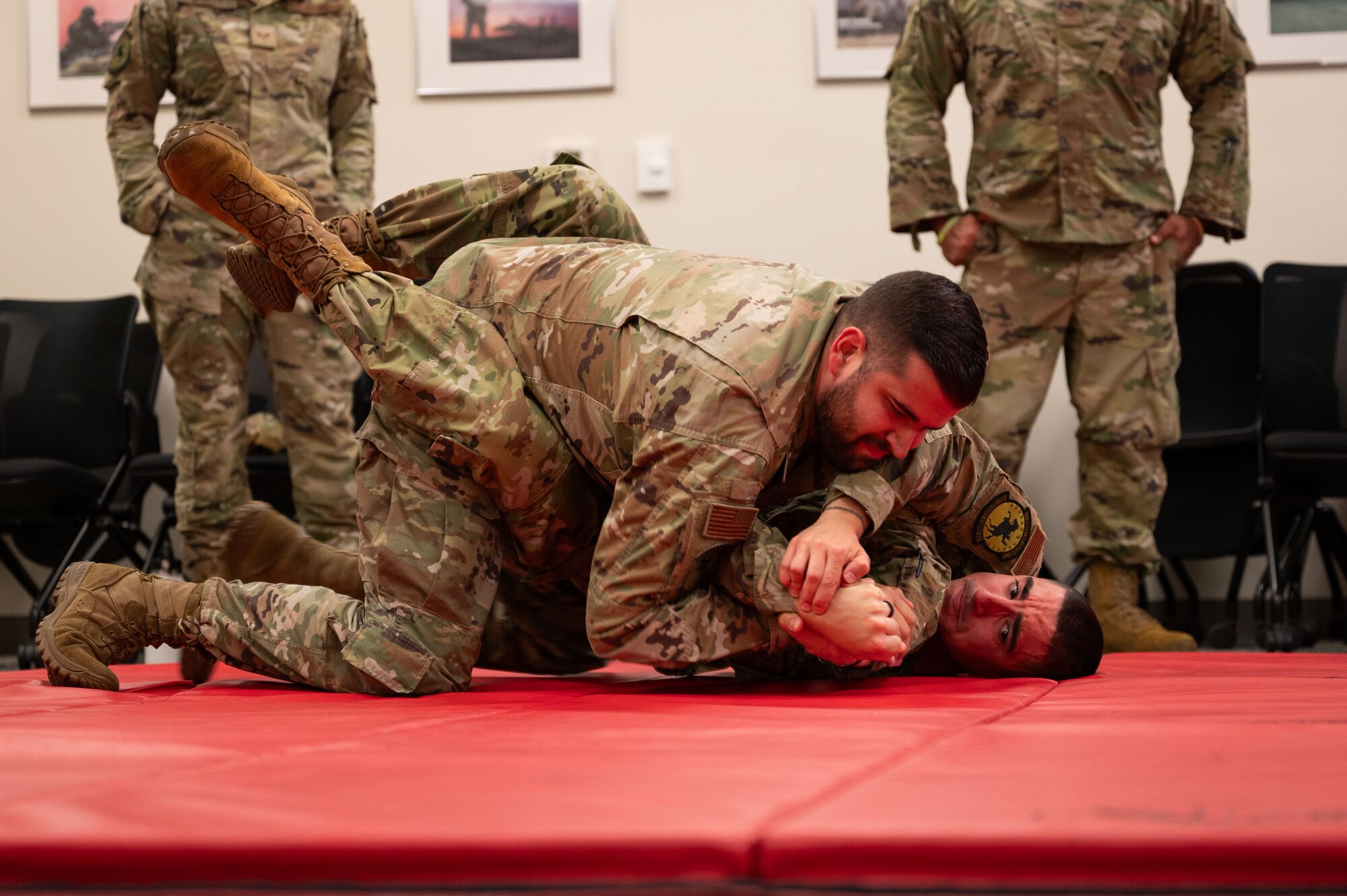 Airmen practice combat skills.