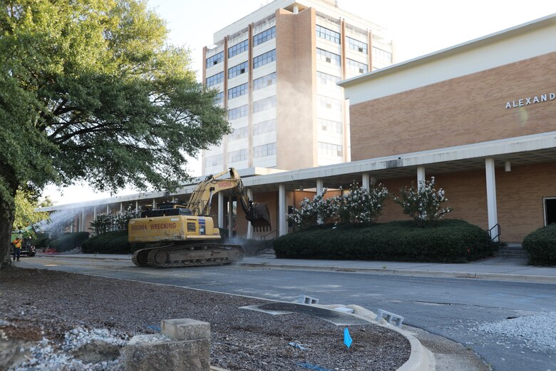 U.S. Army Corps of Engineers and contractors begin demolition on Signal Towers to make way for a new Cyber Campus for the U.S. Army Cyber Center of Excellence on Fort Eisenhower, Georgia, in 2022. Huntsville Center is furnishing the new facilitie