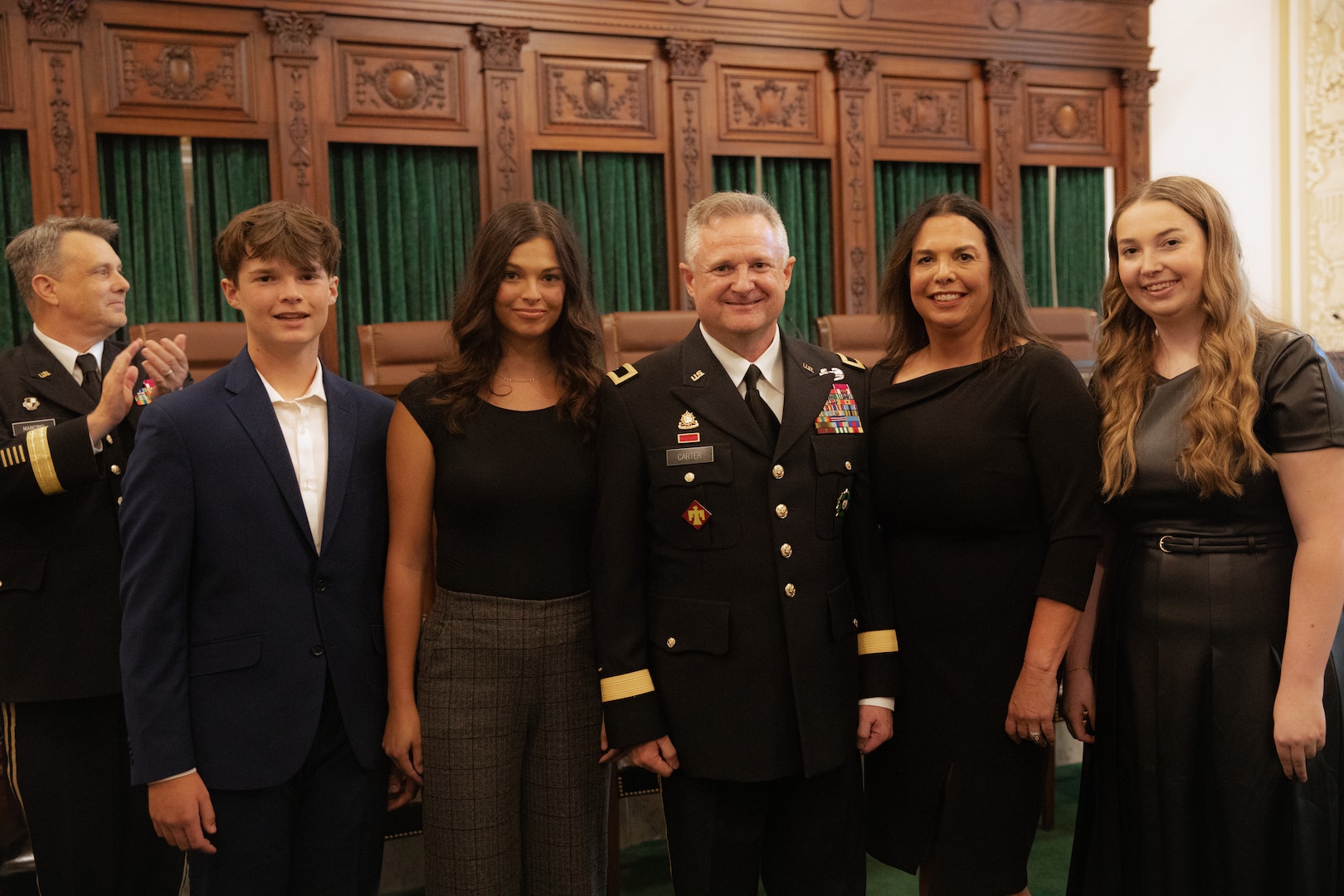 Family, friends and fellow service members gathered to celebrate the Oklahoma Army National Guard’s newest general officer, Brig. Gen. Brad Carter, assistant adjutant general - Army, Oklahoma National Guard, during a promotion ceremony held at the Oklahoma State Capitol, Thursday, Sept. 12, 2024. Carter’s current role as assistant adjutant general - Army consists of advising and assisting the adjutant general for Oklahoma on the preparation of OKARNG units for homeland defense and federal mobilizations. Additional roles include oversight of training, administration, logistics and personnel actions, where he directs the immediate staff and provides guidance to the staff and subordinate commanders.