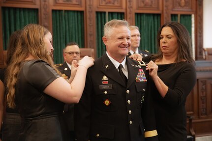 Family, friends and fellow service members gathered to celebrate the Oklahoma Army National Guard’s newest general officer, Brig. Gen. Brad Carter, assistant adjutant general - Army, Oklahoma National Guard, during a promotion ceremony held at the Oklahoma State Capitol, Thursday, Sept. 12, 2024. Carter’s current role as assistant adjutant general - Army consists of advising and assisting the adjutant general for Oklahoma on the preparation of OKARNG units for homeland defense and federal mobilizations. Additional roles include oversight of training, administration, logistics and personnel actions, where he directs the immediate staff and provides guidance to the staff and subordinate commanders.