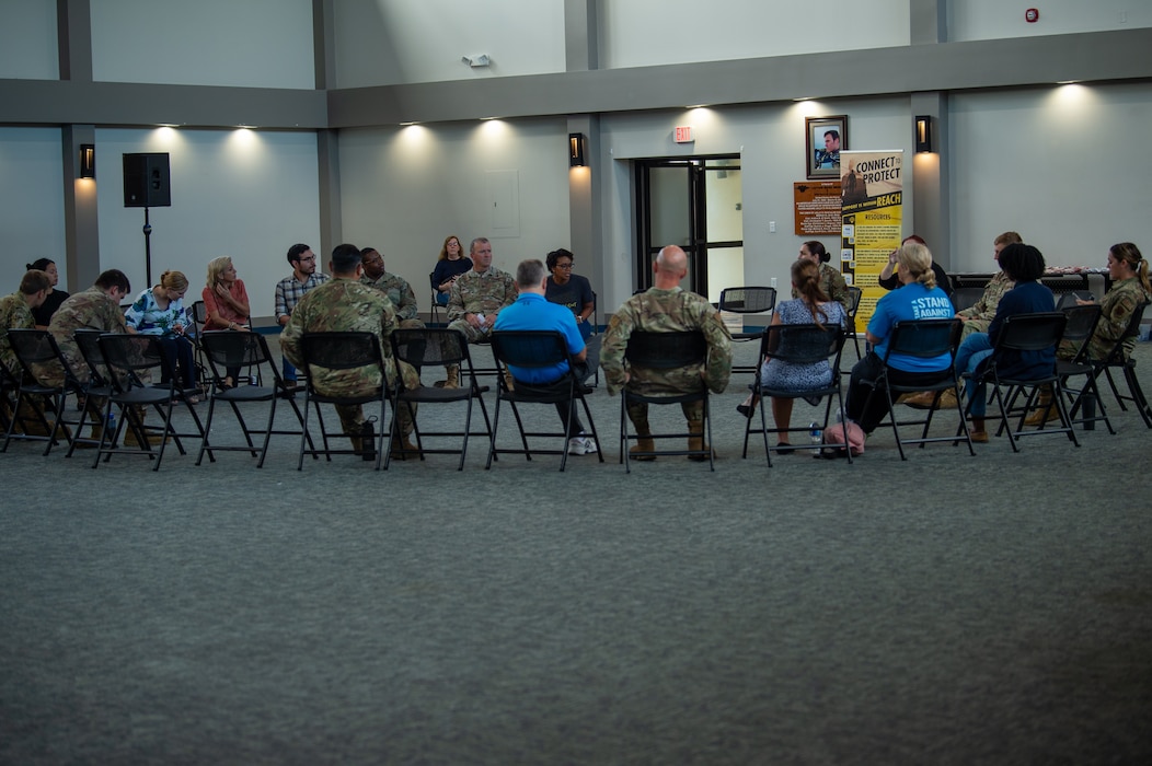 U.S. Air Force Airmen and members of Team Moody come together at Moody Air Force Base, Georgia, Sept. 10, 2024. Suicide Prevention Awareness Month serves as a vital platform for fostering dialogue and offering support to those affected by mental health challenges. (U.S. Air Force photo by Airman 1st Class Iain Stanley)