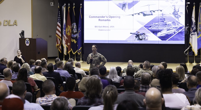 Defense Logistics Agency Land and Maritime senior leaders provided updates on strategic operations, command initiatives and base services Sept. 5 during a quarterly town hall held at the Defense Supply Center Columbus.