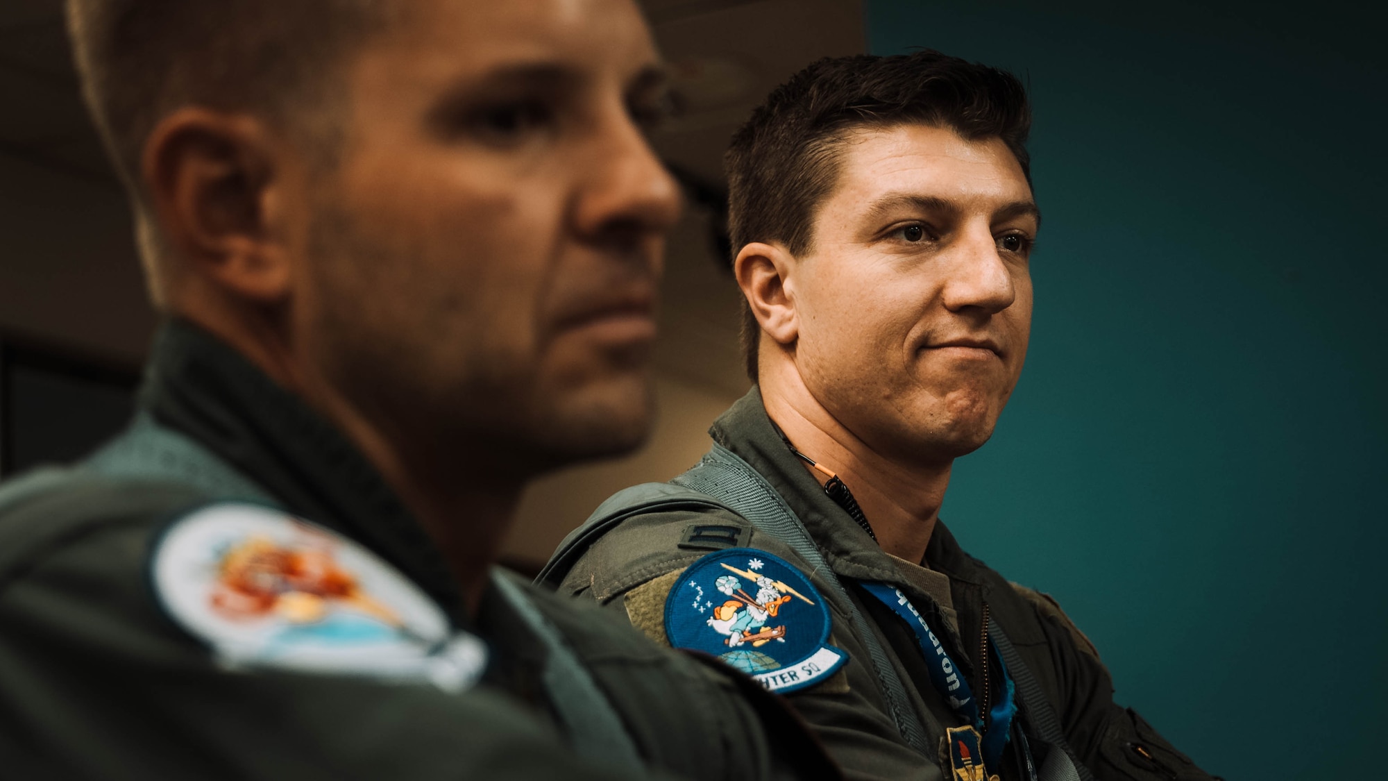 Staff Sgt. Christian Martinez (left), 56th Fighter Wing protocol specialist, and Capt. Nick Belinski (right), 309th Fighter Squadron instructor pilot, have been selected to join the U.S. Air Force Thunderbirds for the 2025-2026 show seasons. Martinez will support the team in scheduling, while Belinski will serve as the narrator and advance pilot.
