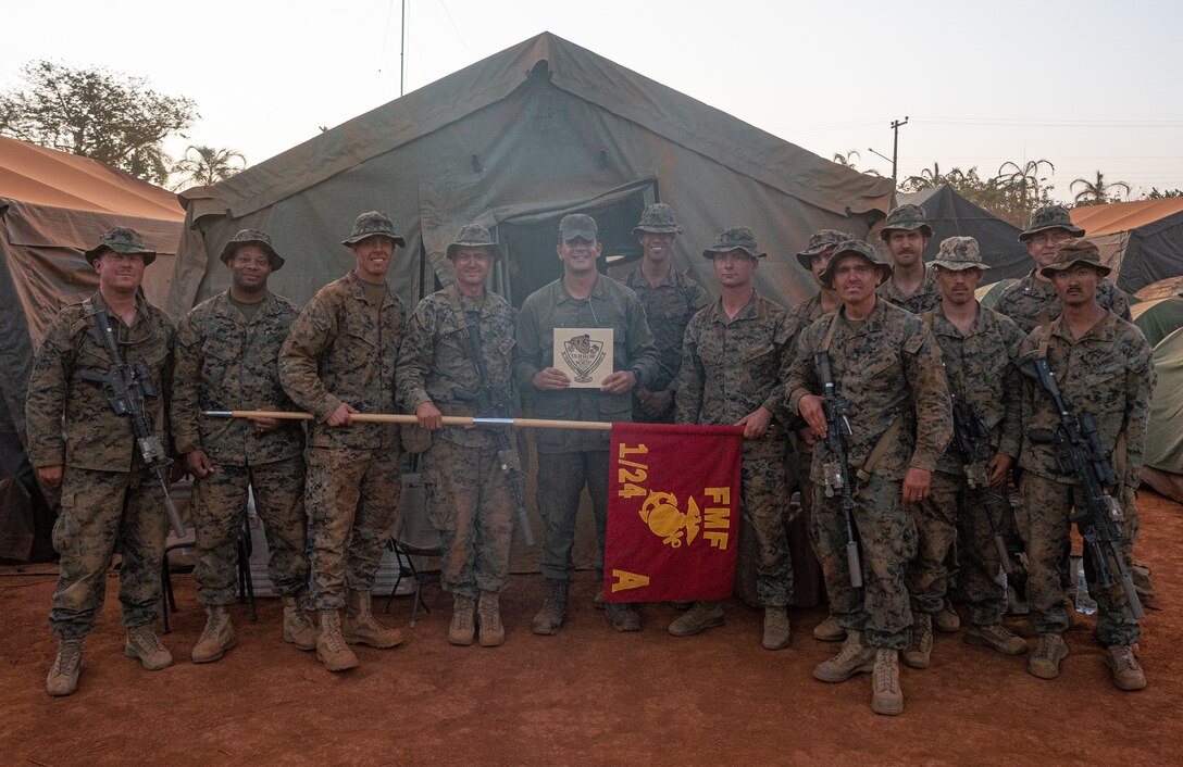 U.S. Marines Present a Gift to Brazilian Marine Officer