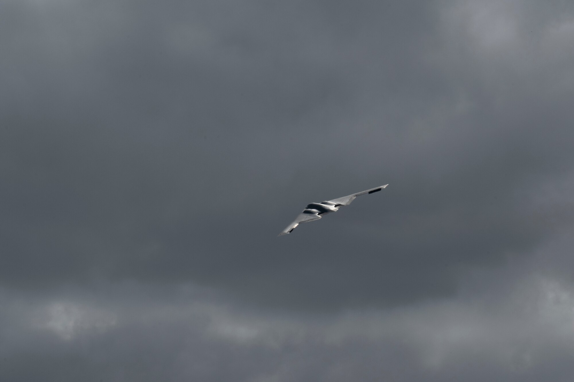 A U.S. Air Force B-2 Spirit stealth bomber takes off for a Bomber Task Force mission at Royal Australian Air Force Base Amberley, Australia, Sept. 5, 2024. U.S. Strategic Command forces are on watch 24 hours a day, seven days a week to deter and detect strategic attack against the U.S. and its allies. (U.S. Air Force photo by Tech. Sgt. Anthony Hetlage)