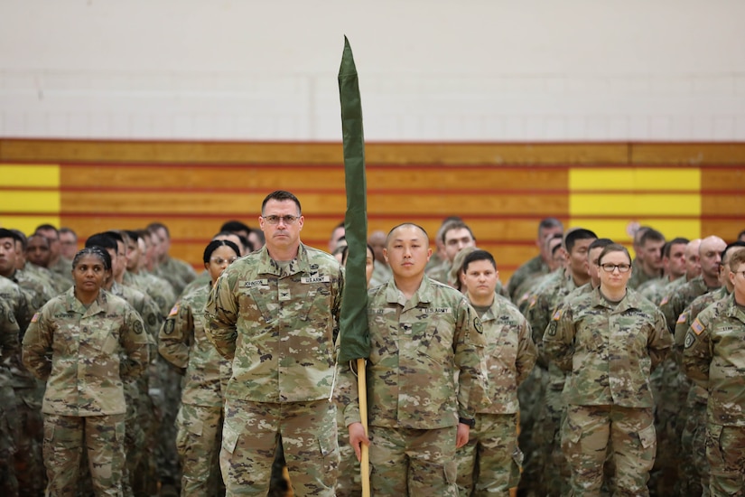 364th ESC Soldiers standing in formation.