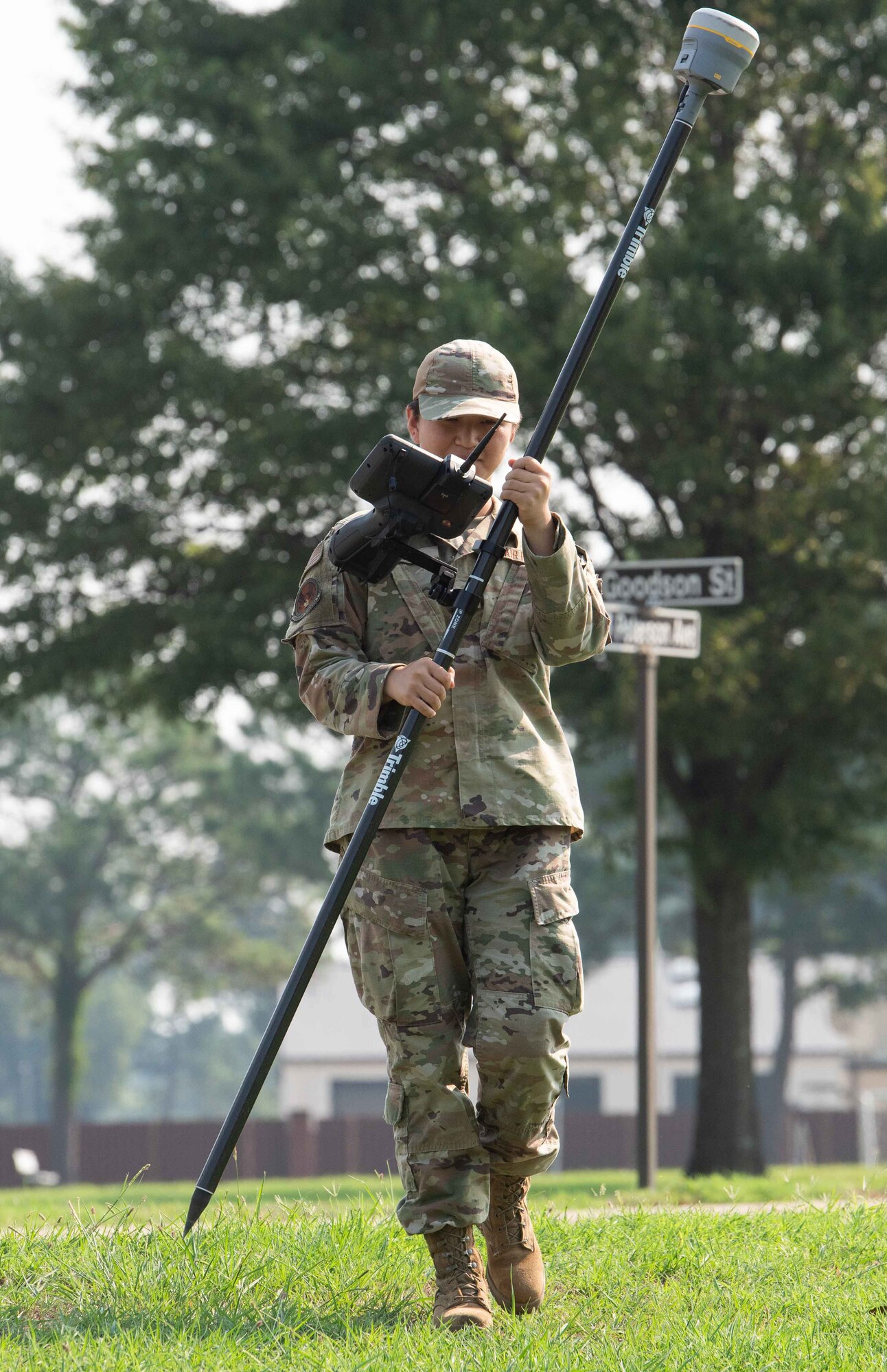 A1C Yuxin Chen, 4th CES engineering journeyman, plots points on a GPS.