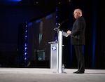 Secretary of the Air Force Frank Kendall gives his keynote address at the Air and Space Forces Association’s Air, Space & Cyber Conference in National Harbor, Md., Sept. 16, 2024. The technology exposition brings together Department of the Air Force leadership, industry experts, academia as well as aerospace and cyberspace specialists from around the world to discuss the issues and challenges facing America today. (U.S. Air Force photo by Andy Morataya)