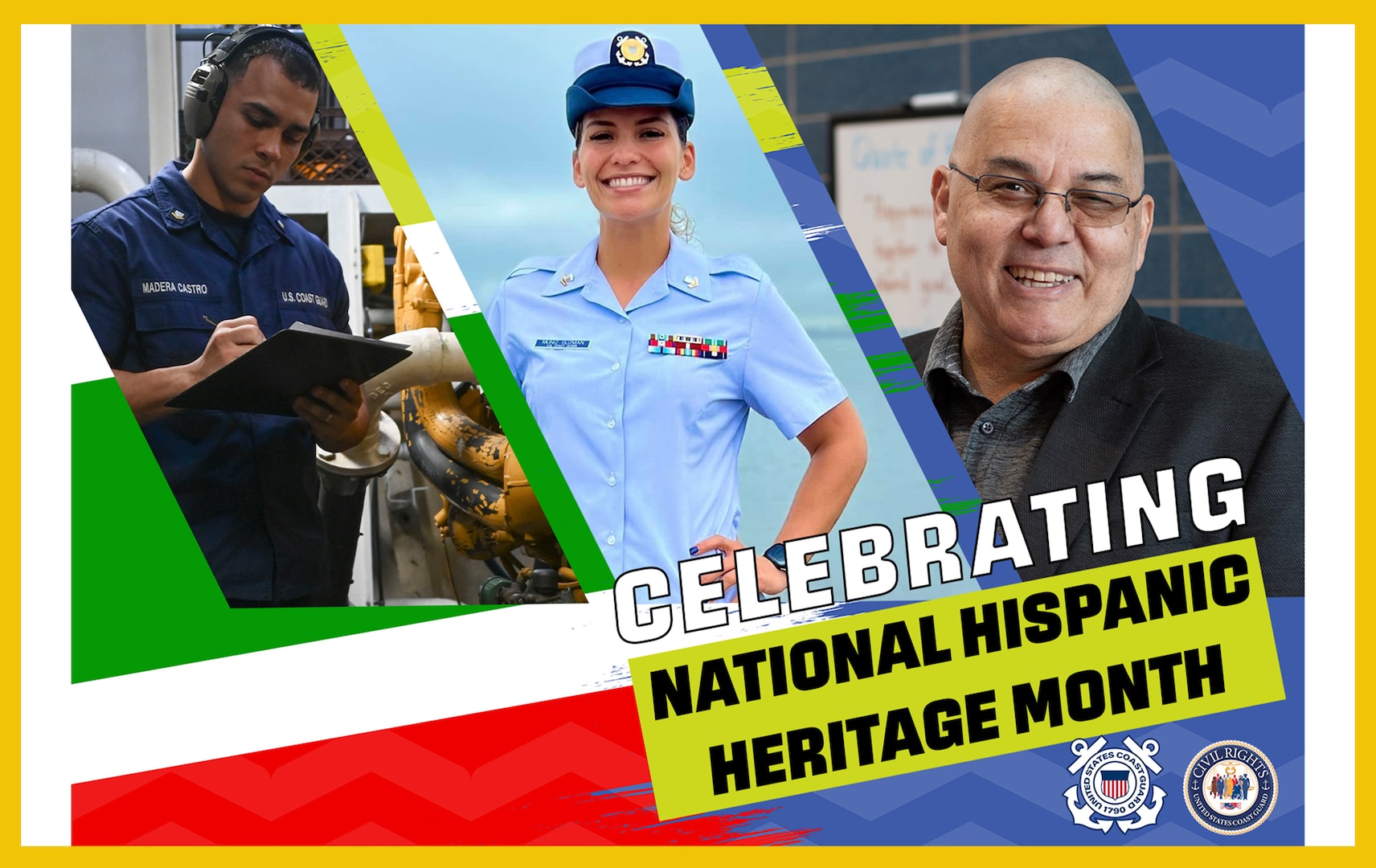 A graphic celebrating Hispanic Heritage Month at the USCG.