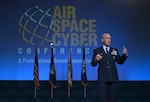Air Force Chief of Staff Gen. David Allvin gives his keynote address at the Air and Space Forces Association’s Air, Space & Cyber Conference, National Harbor, Md., Sept 16, 2024. The technology exposition brings together Air Force leadership, industry experts, academia as well as aerospace and cyberspace specialists from around the world to discuss the issues and challenges facing America today. (U.S. Air Force photo by Chad Trujillo)