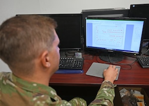 U.S. Air Force Staff Sgt. Shawn Bigger, 55th Rescue Generation Squadron mobility section noncommissioned officer in charge, goes over the design of his product submission for the 2025 COMMACC Innovation Challenge at Davis-Monthan Air Force Base, Arizona, Sept. 3, 2024. Bigger conceptualized a tactical air combat portable all conditions kit (TAC-PACK), which simplifies transporting tools by packing 87 essential tools into four stackable foam trays, saving manpower and exemplifying high-end readiness. (U.S. Air Force photo by Staff Sgt. Abbey Rieves)