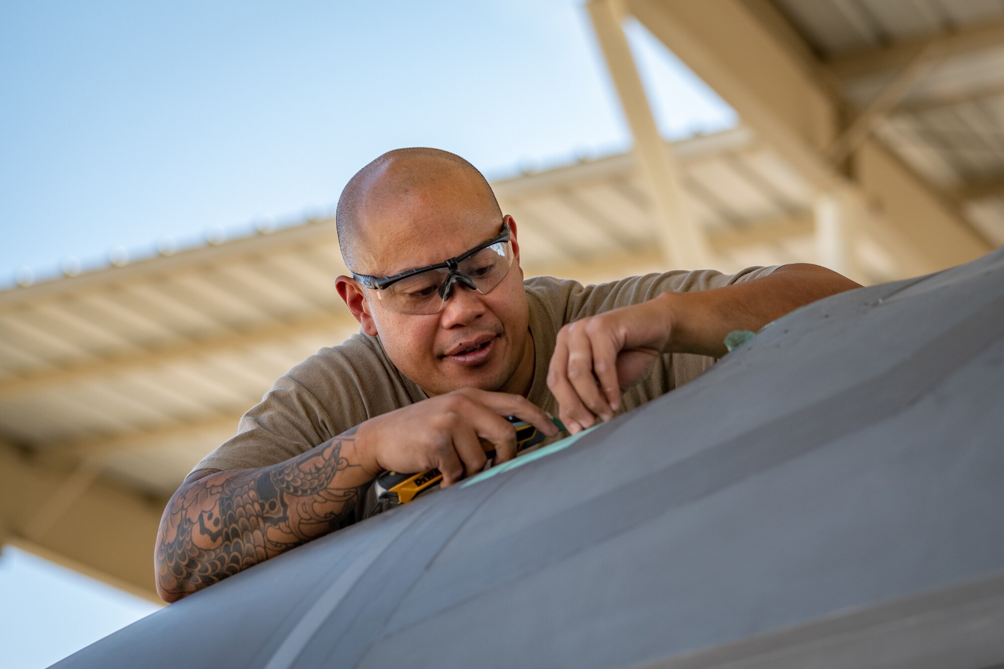 A Reserve Citizen Airman of the 944th Maintenance Group performs detailed maintenance on the nose of an F-35 at Luke Air Force Base, Ariz., Sept. 8, 2024. Their precision and dedication keep the aircraft in top condition. (U.S. Air Force photo by Tech. Sgt. Tyler J. Bolken)