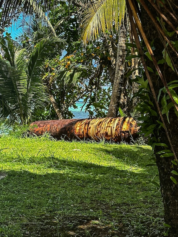 An illegal fish aggregating device sits where it was washed ashore, as seen in the Republic of Palau on Sept. 9, 2024. In a recent joint operation, which occurred Sept. 6-8, 2024, a U.S. Coast Guard HC-130 Hercules and aircrew embarked Palauan enforcement officials and Coast Guard specialists to patrol over 6,000 miles, identifying numerous illegal fish aggregation devices (FADs) and sighting vessels in and around Palau's EEZ. At the request of the Republic of Palau and in response to their concerns of potential illicit maritime activity occurring in Palau's Exclusive Economic Zone (EEZ), U.S. Coast Guard Forces Micronesia Sector Guam (FMSG) and U.S. Coast Guard Air Station Barbers Point dispatched personnel and equipment to enact the Agreement between the U.S. and Palau Concerning Operational Cooperation to Suppress Illicit Transnational Maritime Activity (U.S. – Palau Bilateral Agreement), and in doing so enhance Palau’s maritime domain awareness. (U.S. Coast Guard photo)