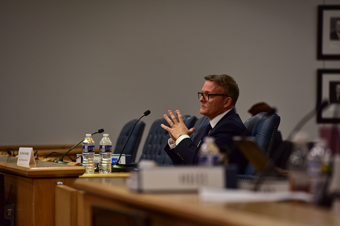 Former OceanGate Operations Director David Lochridge provides witness testimony at the U.S. Coast Guard Marine Board of Investigation hearing into the loss of the Titan submersible in North Charleston, South Carolina, on Sept. 17, 2024. The hearing examines all aspects of the loss of the Titan, including pre-accident historical events, regulatory compliance, crewmember duties and qualifications, mechanical and structural systems, emergency response, and the submersible industry.