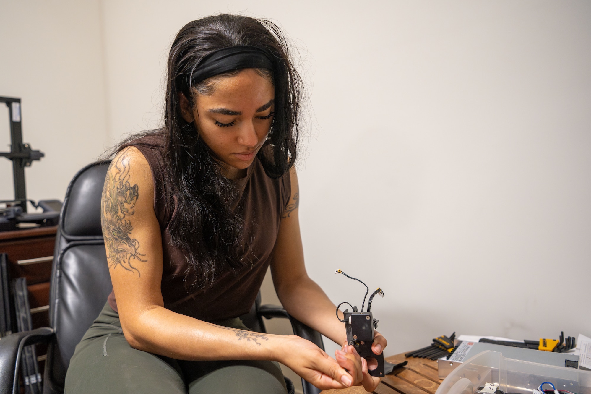 The DSIL is equipped with 15 three dimensional printers, four virtual reality headsets, a laser engraver and many more free-to-use science, engineering, technology and mathematics (STEM) related equipment. (U.S. Air Force photo)