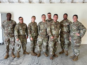 Airmen from the Maryland Air National Guard pose for a group photo during the Cyber Fortress 3.0 exercise at Virginia Army National Guard’s State Military Reservation, July 20, 2024.