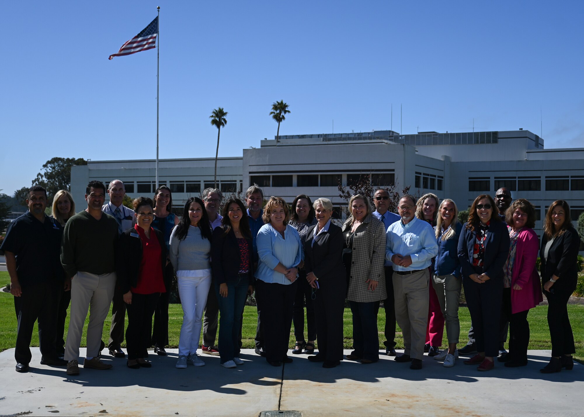 People pose for a group photo.