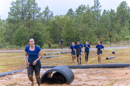 Almost 700 participants showed up Sept. 14, 2024 to challenge their physical abilities to overcome and adapt to numerous obstacles on a four-mile course on Fort Eisenhower, Ga. as part of the Marine Mud Challenge.