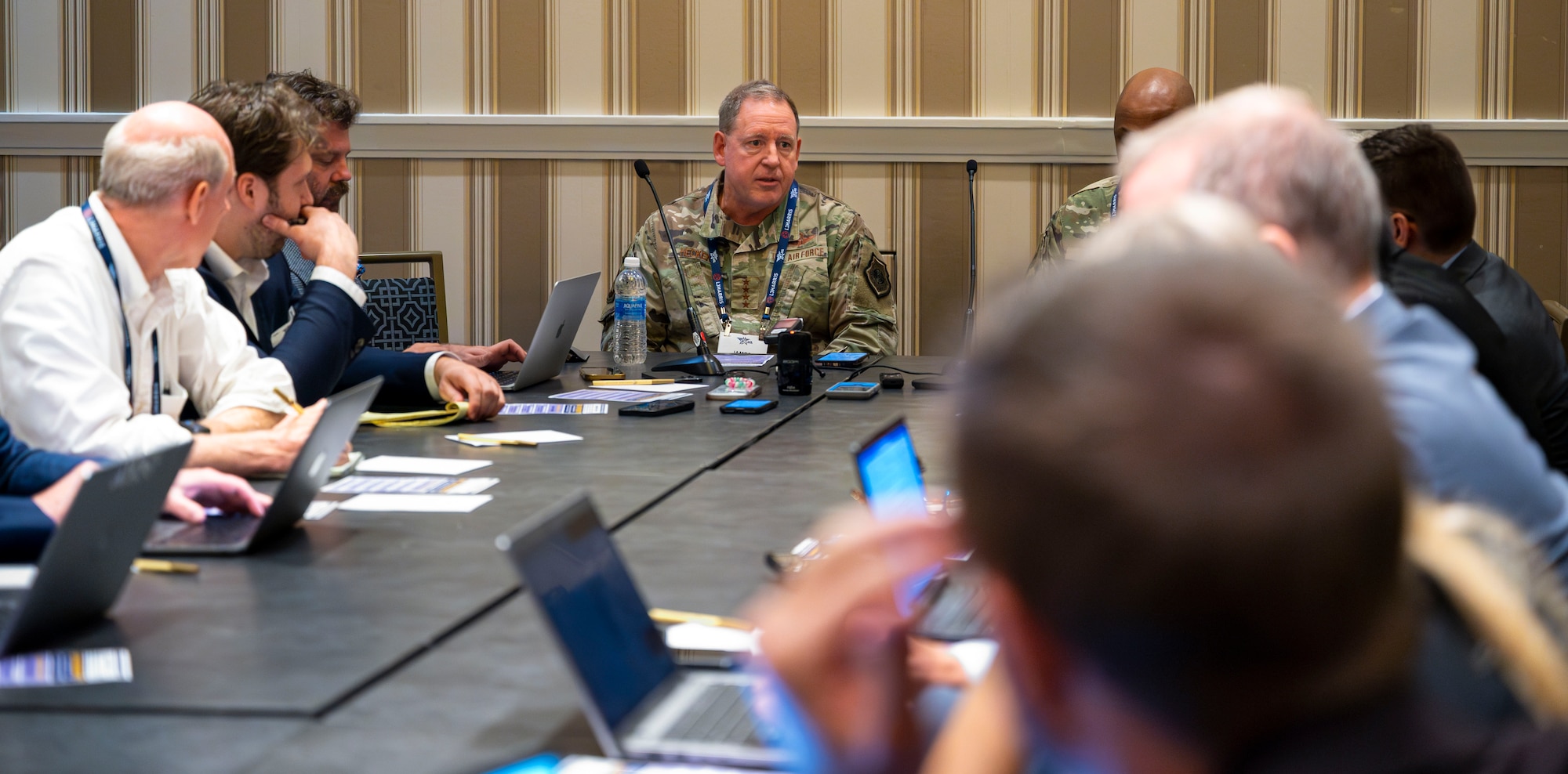 U.S. Air Forces in Europe - Air Forces Africa Commander Gen. James Hecker, holds a media round table during the Air and Space Forces Association’s Air, Space & Cyber Conference in National Harbor, Md., Sept. 17, 2024.