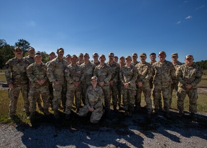 The Alabama National Guard's Lethality Group poses for a picture Sept. 8, 2024, at Clarke Range after hosting the All Guard Marksmanship Team tryouts. The Guardsmen who make the team will be trained at the National Guard Marksmanship Training Center in Little Rock, Arkansas. (Photo has been cropped and color-corrected to enhance detail.)